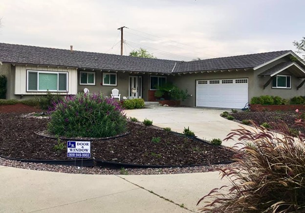 Replacement windows in Upland, CA on a ranch-style home by J.R. Door & Window, boosting curb appeal.
