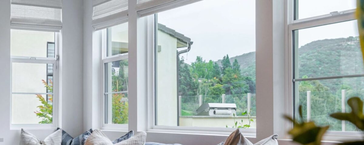 living room with large windows in upland, ca