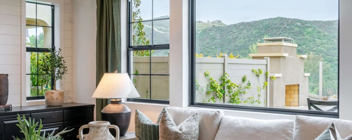 living room with large picture window in Ontario, CA