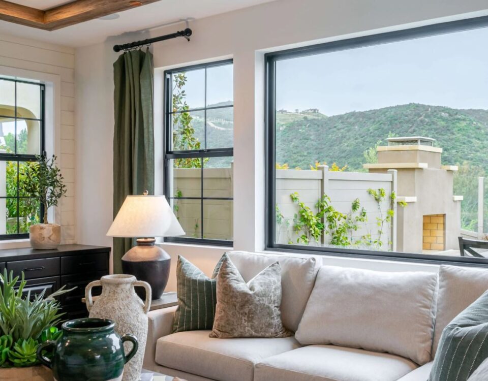 living room with large picture window in Ontario, CA