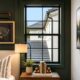 Modern black framed window bringing natural light into a stylish Corona, CA living space