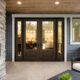 Ontario, CA windows with modern glass double doors opening to a bright kitchen interior