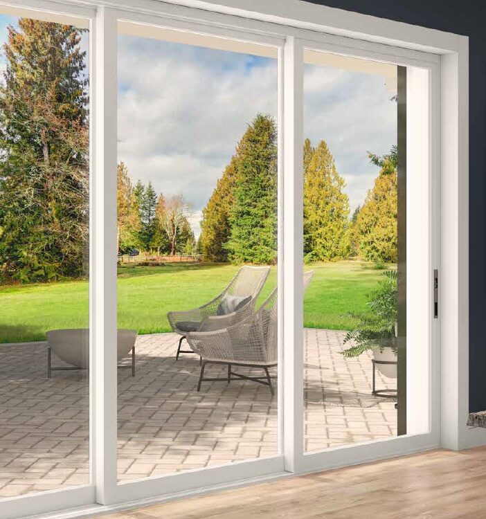 Sliding glass patio door for Corona, CA window replacement with a clear backyard view